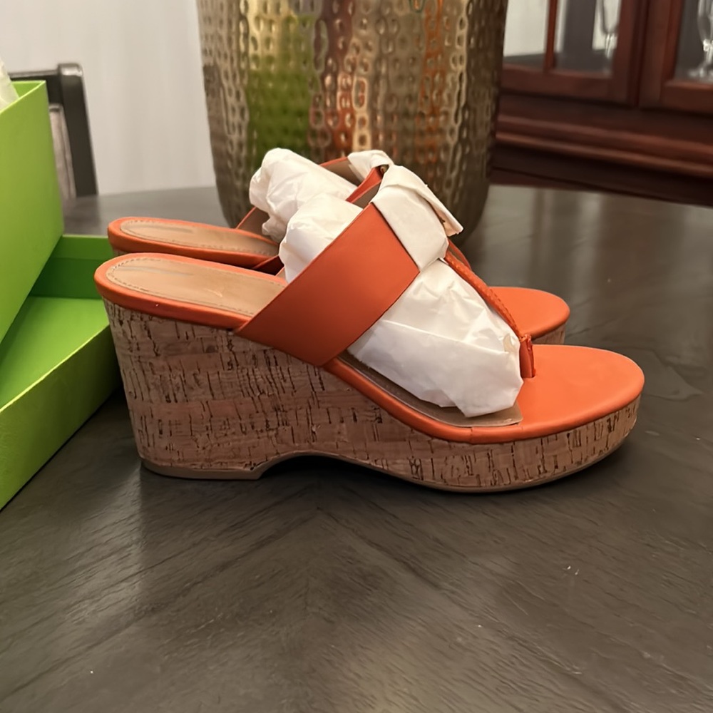 SAM EDELMAN Yardlie Wedge Sandal In Sunset Orange - Picture 12 of 13